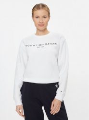 Tommy Hilfiger Bluza Logo WW0WW39791 Biały Regular Fit. Białe bluzy TOMMY HILFIGER, xl, bez wzorów, z bawełny, bez kaptura. Za 249.99 zł.