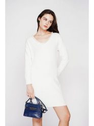 C& Jo Sukienka dzianinowa w kolorze białym rozmiar: 40. Białe sukienki C& Jo, na co dzień, bez wzorów, z dzianiny, klasyczne, bez kołnierzyka, bez ramiączek, midi, proste. Za 121.99 zł.