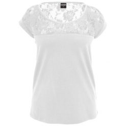 Koszulka damska Urban Classic top lace. Białe bluzki Urban Classics, bez wzorów, z koronki, bez kołnierzyka, bez ramiączek. Za 102.00 zł.