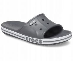 Klapki Dla Dorosłych Crocs Bayaband Slide. Białe klapki Crocs, bez wzorów, z materiału, bez obcasa. Za 119.99 zł.