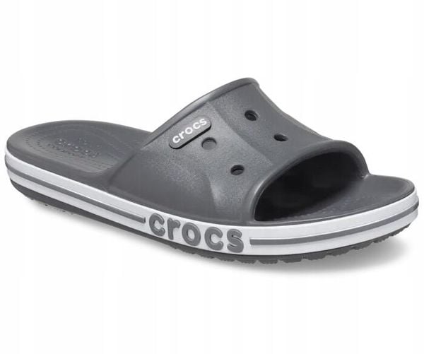 Klapki Dla Dorosłych Crocs Bayaband Slide. Białe klapki Crocs, bez wzorów, z materiału, bez obcasa. Za 129.99 zł.
