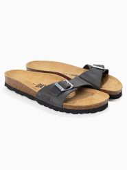 BAYTON Skórzane klapki "Zephyr" w kolorze antracytowym rozmiar: 40. Czarne klapki Bayton, bez wzorów, z otwartym noskiem, bez obcasa. Za 154.95 zł.