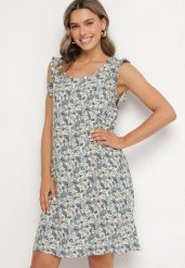 Niebieska Rozkloszowana Sukienka Bawełniana bez Rękawów w Wzór Paisley Tullio. Niebieskie sukienki Born2be, na co dzień, l, bez wzorów, z bawełny, eleganckie, bez kołnierzyka, bez ramiączek, midi, rozkloszowane. Za 34.99 zł.