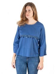 Isla Bonita by SIGRIS Bluzka w kolorze niebieskim rozmiar: XL. Niebieskie bluzki Isla Bonita by SIGRIS, xl, z aplikacjami, z bawełny, bez kołnierzyka, bez ramiączek. Za 97.96 zł.