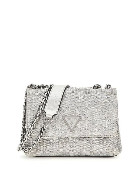 Guess Torebka Giully II Mini HWQM96 73740 Srebrny. Szare listonoszki Guess, z aplikacjami, z syntetyku, bez dodatków. Za 284.99 zł.