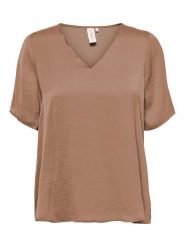 ONLY Koszulka "Zida" w kolorze jasnobrązowym rozmiar: XS. Brązowe bluzki Only, xs, bez wzorów, bez kołnierzyka, bez ramiączek. Za 41.00 zł.