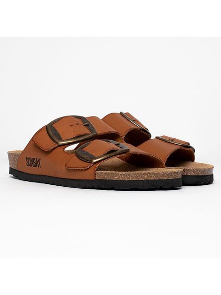 Sunbay Klapki "Calen" w kolorze jasnobrązowym rozmiar: 41. Brązowe klapki Sunbay, bez wzorów, z otwartym noskiem, bez obcasa. Za 114.95 zł.