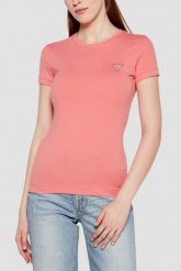 GUESS Różowy damski t-shirt Mini. Czerwone t-shirty Guess, s, z aplikacjami, bez kołnierzyka, bez ramiączek. W wyprzedaży za 119.99 zł.