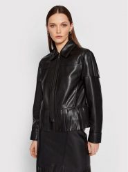 KARL LAGERFELD Kurtka z imitacji skóry Fringe 220W1405 Czarny Regular Fit. Czarne kurtki KARL LAGERFELD, bez wzorów, ze skóry, bez kaptura. Za 2,199.00 zł.