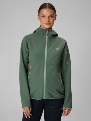 4F Kurtka softshell wiatroodporna damska - turkusowa XXL. Niebieskie kurtki sportowe 4f, l, bez wzorów, z materiału, bez kaptura, trekkingowe. Za 299.99 zł.