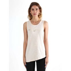 Odzież sportowa z bawełna na co dzień na siłownię. Brązowa koszulki sportowe LEONE 1947 APPAREL, bez wzorów, z bawełny, bez ramiączek, na fitness i siłownię. W wyprzedaży za 69.47 zł.