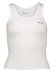 Pepe Jeans Top w kolorze białym rozmiar: XS. Białe koszulki sportowe Pepe Jeans, bez wzorów, z jeansu, bez ramiączek. Za 52.79 zł.