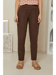 Rodier Lin Lniane spodnie "Provence" w kolorze brązowym rozmiar: XL/XXL. Brązowe spodnie materiałowe Rodier Lin, xl, bez wzorów, ze lnu, z standardowym stanem. Za 129.95 zł.