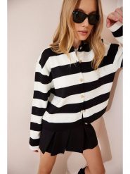 Happiness Istanbul Kardigan w kolorze czarno-kremowym rozmiar: onesize. Brązowe kardigany Happiness Istanbul, bez wzorów. Za 78.99 zł.