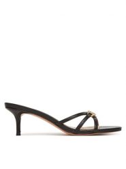TWINSET Klapki 251TCP102 Czarny. Czarne klapki Twinset, bez wzorów, ze skóry, bez obcasa. Za 599.99 zł.
