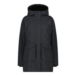 Kurtka przeciwdeszczowa damska CMP 35K3556 Parka Fix Hood. Czarne kurtki CMP, bez wzorów, z kapturem. Za 669.99 zł.
