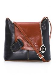 Lia Biassoni Skórzana torebka w kolorze granatowo-jasnobrązowym - 24 x 20 x 6,5 cm rozmiar: onesize. Brązowe torby na ramię Lia Biassoni, bez wzorów, z materiału, na ramię, bez dodatków. Za 217.99 zł.