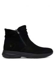 Caprice Botki 9-25450-45 Czarny. Czarne botki Caprice, bez wzorów, ze skóry, bez obcasa, na płaskiej podeszwie, bez zapięcia. Za 589.99 zł.