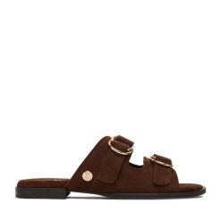 Klapki U.S. Polo Assn. Brązowe klapki U.S. Polo Assn., bez wzorów, bez obcasa. Za 269.99 zł.