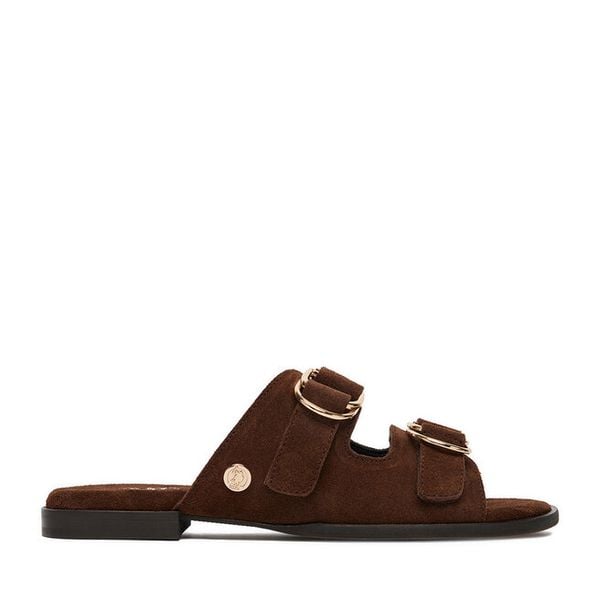 Klapki U.S. Polo Assn. Brązowe klapki U.S. Polo Assn., bez wzorów, bez obcasa. Za 269.99 zł.