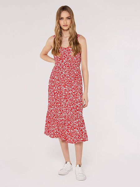 Apricot Sukienka w kolorze czerwonym rozmiar: XL. Czerwone sukienki Apricot, na co dzień, xl, bez wzorów, z wiskozy, bez kołnierzyka, bez ramiączek, midi, proste. Za 94.95 zł.