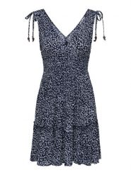 ONLY Sukienka letnia Fernanda 15373070 Granatowy Regular Fit. Niebieskie sukienki Only, na lato, s, bez wzorów, z wiskozy, bez kołnierzyka, bez ramiączek. Za 159.99 zł.