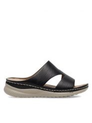 Clara Barson Klapki WYL0510-22 Czarny. Czarne klapki Clara Barson, bez wzorów, ze skóry, bez obcasa. Za 53.99 zł.