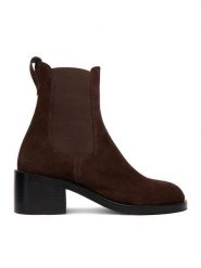 GINO ROSSI Botki EO-735-26 Brązowy ciemny. Brązowe botki Gino Rossi, bez wzorów, bez obcasa, na słupku, bez zapięcia. Za 529.99 zł.