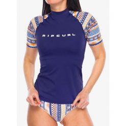 Koszulka do sportów wodnych damska Rip Curl San Carlos SS UPF Top. Niebieskie koszulki sportowe Rip Curl, bez wzorów, bez ramiączek, do pływania. Za 139.00 zł.