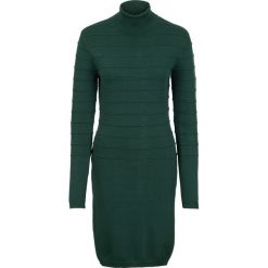 Sukienka dzianinowa z golfem bonprix ciemnozielony. Zielone sukienki bonprix, bez wzorów, z dzianiny, bez kołnierzyka, bez ramiączek. Za 59.99 zł.