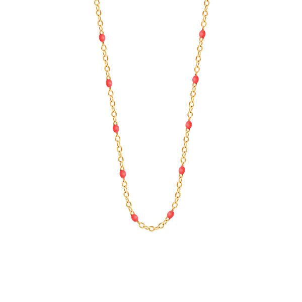 Naszyjnik 42+5 cm, czerwona emalia, pozłacany. Żółte naszyjniki Lilou, pozłacane. Za 149.00 zł.