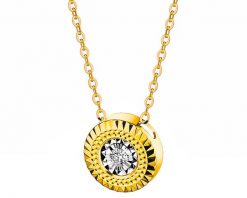 Naszyjnik z żółtego i białego złota z brylantem - 0,04 ct - próba 585. Białe naszyjniki Apart, z brylantem, złote. Za 2,390.00 zł.