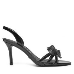 Sandały Guess. Czarne sandały Guess, z aplikacjami, bez obcasa, na szpilce, bez zapięcia. Za 509.99 zł.