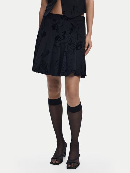 Desigual Spódnica mini Flock 25WWFW10 Czarny Regular Fit. Czarne spódnice Desigual, xs, bez wzorów, z syntetyku, mini. Za 239.99 zł.
