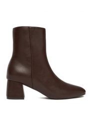 JENNY Botki CEO-CD240148-1 Brązowy. Brązowe botki Jenny, bez wzorów, z materiału, bez obcasa, na słupku, bez zapięcia. Za 149.99 zł.
