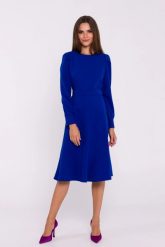 Elegancka sukienka rozkloszowana z paskiem niebieska. Niebieskie sukienki Stylove, do pracy, l, bez wzorów, z elastanu, biznesowe, bez kołnierzyka, bez ramiączek, rozkloszowane. Za 389.00 zł.