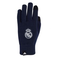 Rękawiczki Real Madryt. Niebieskie rękawiczki Adidas, bez wzorów, z dzianiny, sportowe. Za 119.00 zł.