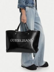 Guess Jeans Torebka CWBEO-GUESS-B-015-09 Czarny. Czarne shopper Guess Jeans, z aplikacjami, z jeansu, bez dodatków. Za 269.99 zł.