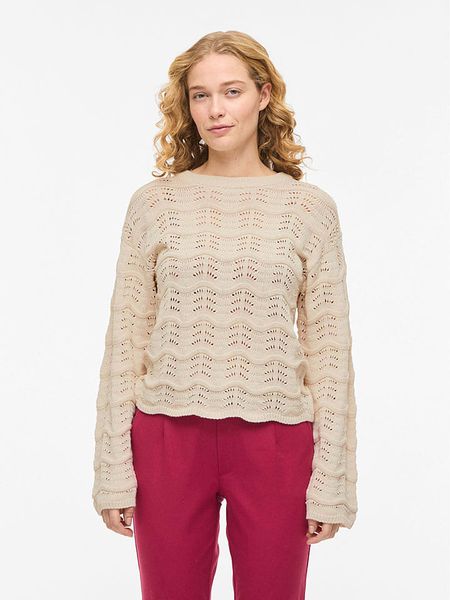Vila Sweter "Viwave" w kolorze beżowym rozmiar: XL. Brązowe swetry Vila, xl, bez wzorów, bez ramiączek. Za 109.95 zł.