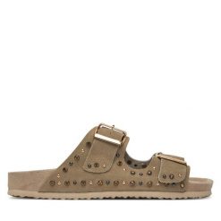 Klapki DeeZee. Brązowe klapki DeeZee, bez wzorów, bez obcasa. Za 179.99 zł.
