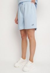 Niebieskie Szorty Bermudy w Sportowym Stylu z Kieszeniami Tezira. Niebieskie szorty Born2be, bez wzorów, eleganckie, z podwyższonym stanem. Za 34.99 zł.