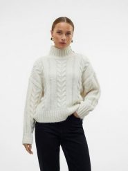 Vero Moda Sweter w kolorze białym rozmiar: M. Białe swetry Vero Moda, m, bez wzorów, ze splotem, bez ramiączek. Za 125.45 zł.