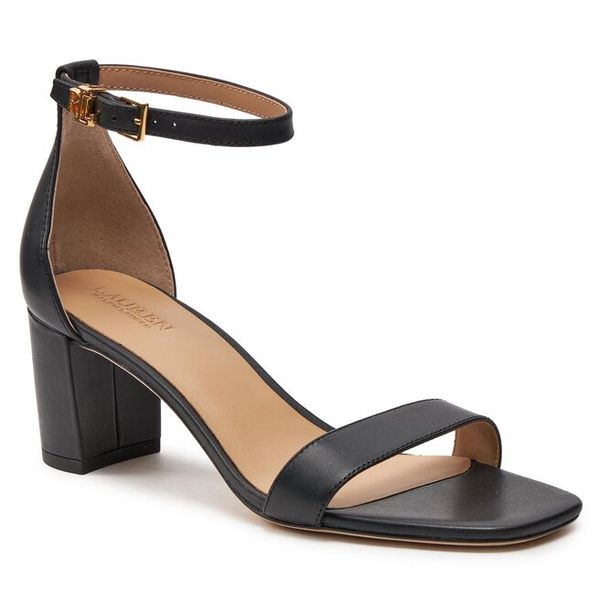 Sandały LAUREN RALPH LAUREN. Czarne sandały Lauren Ralph Lauren, bez wzorów, bez obcasa, na słupku, bez zapięcia. Za 669.99 zł.