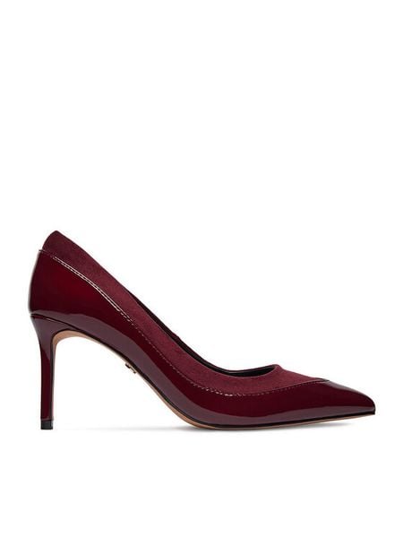 Nine West Szpilki CEO-CD26-009-1 Bordowy. Czerwone szpilki Nine West, bez wzorów, z lakierowanej skóry, bez obcasa, na szpilce, bez zapięcia. Za 249.99 zł.