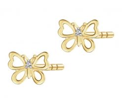 Kolczyki z żółtego złota z diamentami - motyle - 0,008 ct - próba 375. Żółte kolczyki Apart, z diamentem, złote. Za 849.00 zł.