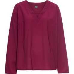 Bluzka bonprix jeżynowy. Fioletowe bluzki bonprix, bez wzorów, bez kołnierzyka, bez ramiączek. Za 32.99 zł.
