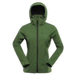 Kurtka softshell damska Alpine Pro Hoora. Zielone kurtki sportowe Alpine Pro, m, bez wzorów, z softshellu, bez kaptura, trekkingowe. Za 369.00 zł.