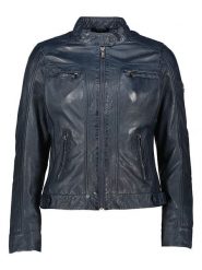 HIS Skórzana kurtka w kolorze granatowym rozmiar: 48. Niebieskie kurtki HIS, bez wzorów, ze skóry, bez kaptura. Za 614.45 zł.