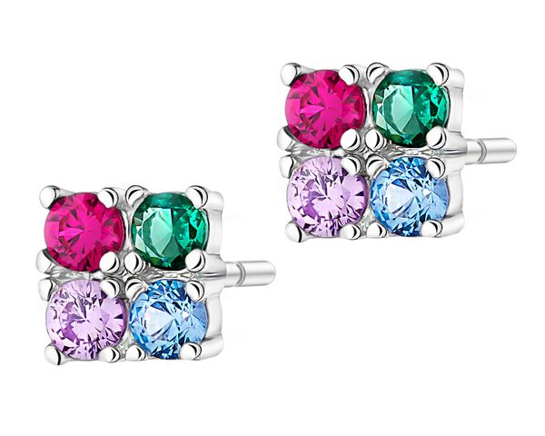 Kolczyki srebrne z cyrkoniami - kwadraty. Szare kolczyki Apart, z cyrkonią, srebrne. Za 74.00 zł.