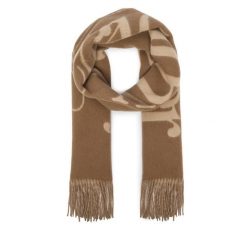 Szalik Tommy Hilfiger. Brązowe szaliki TOMMY HILFIGER, bez wzorów. Za 369.99 zł.